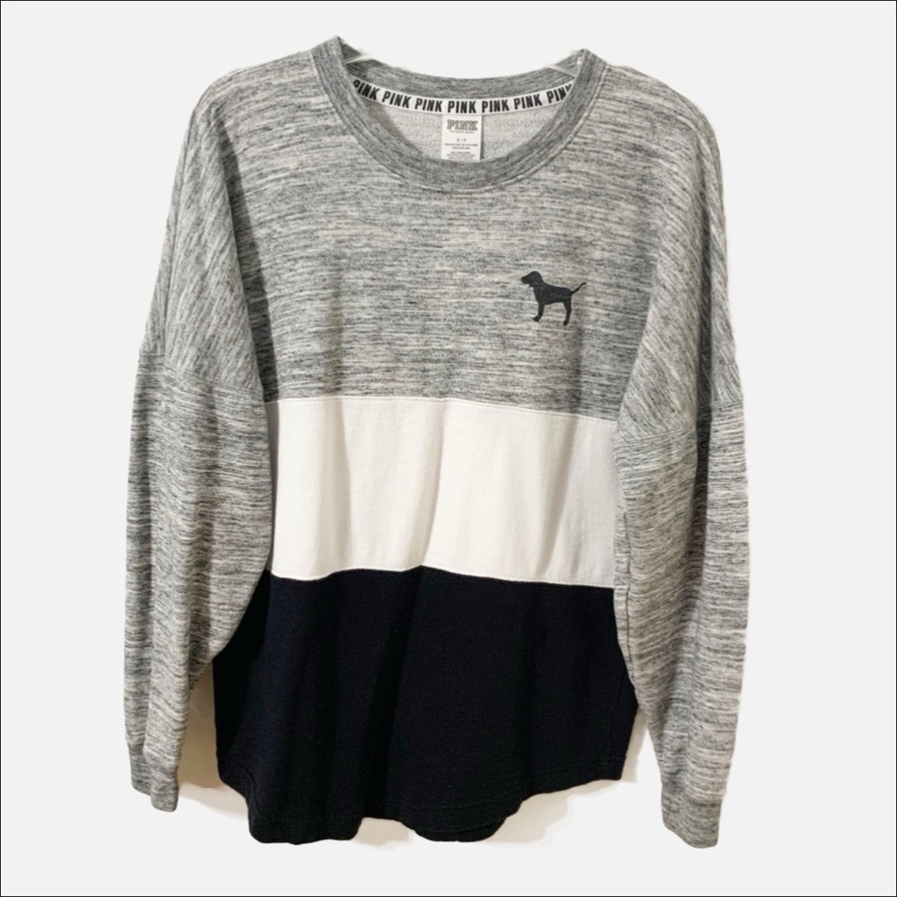 PINK Victoria’s Secret Color Blocked Long Sleeve Rounded Neck Sweatshirt PINK